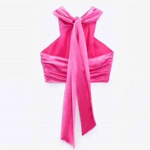 zara satin effect halter top - Picture 2 of 6
